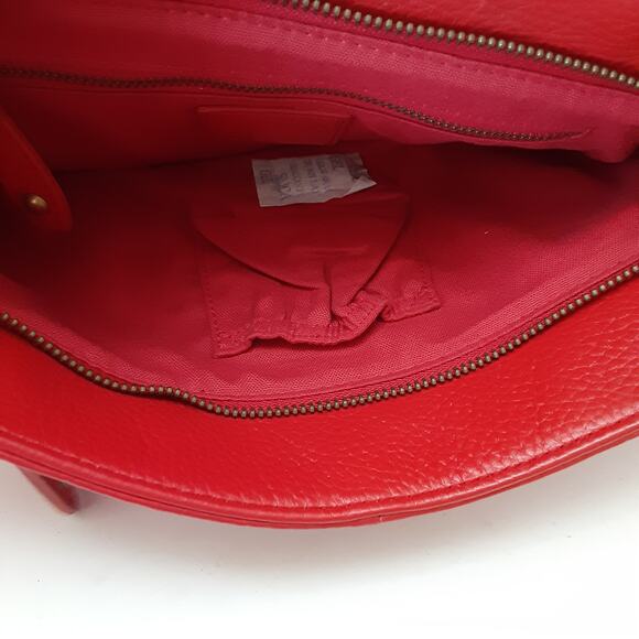 RomyGold Red Genuine Leather Metal Flap Clutch Bag Zip Closure Evening Bag - Picture 5 of 10